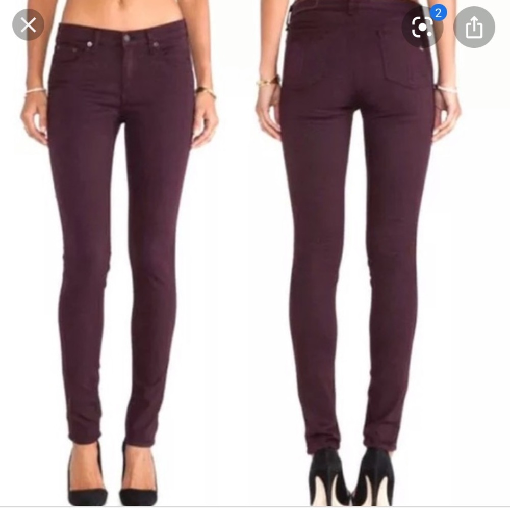 RAG&BONE dark purple waxed skinny jeans